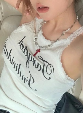 千禧辣妹十字项链不规则珍珠颈链