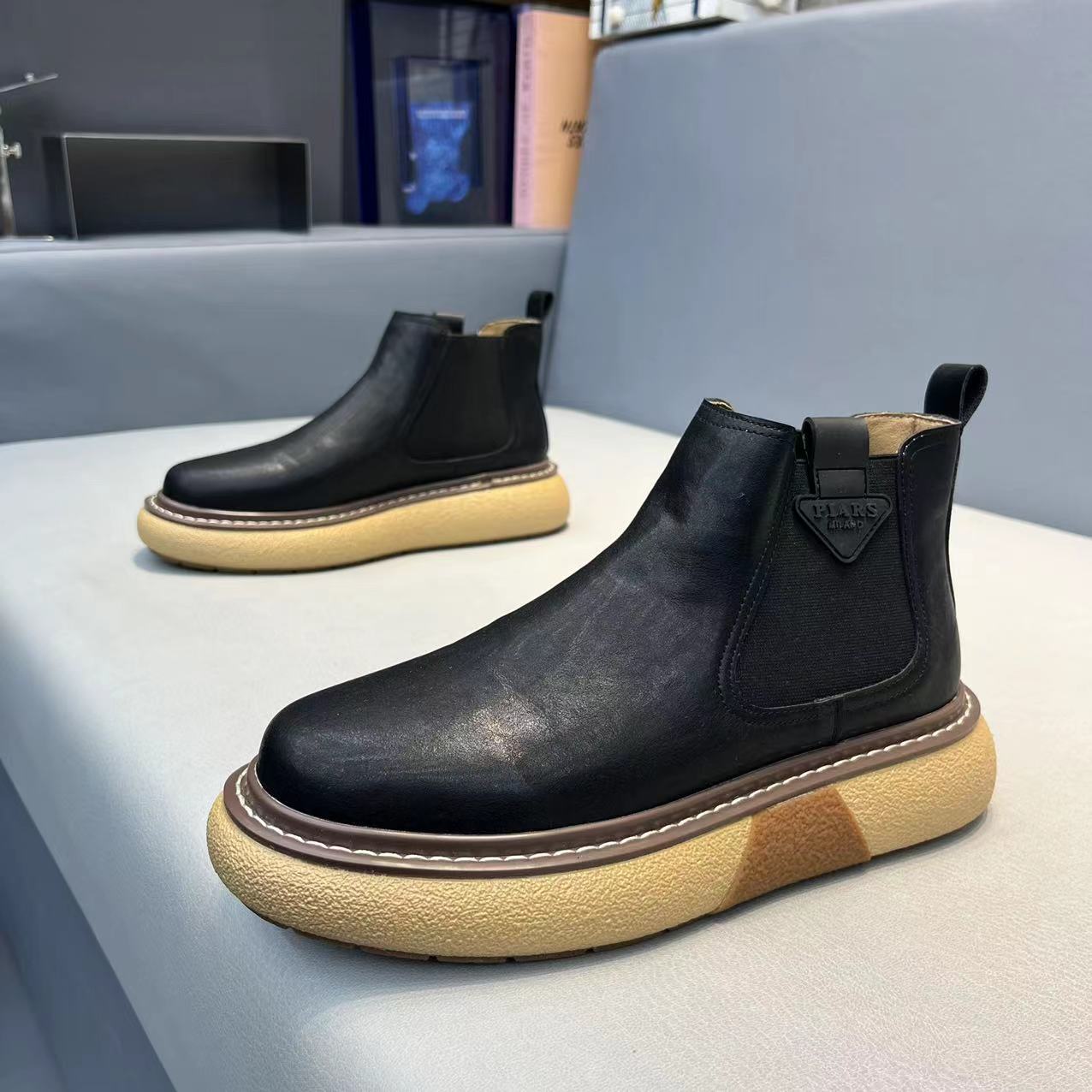 休闲英伦马丁靴秋冬高帮皮面男鞋