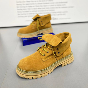 男士 英伦风复古短筒厚底两穿靴子 高帮翻毛皮马丁靴2025年秋冬新款