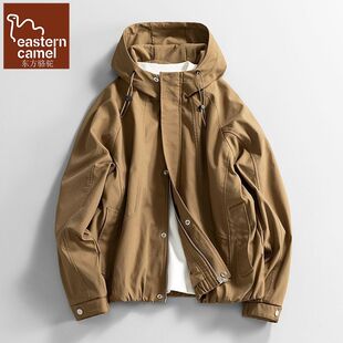 东方骆驼潮牌复古机能风户外工装连帽夹克男春季宽松百搭休闲外套