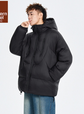 灰色cleanfit解构连帽棉服男款冬季高级感设计感棉衣美式痞帅外套