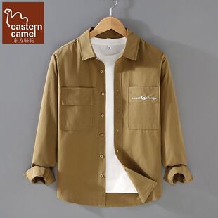 宽松休闲薄款 东方骆驼春季 男长袖 衬衫 潮百搭痞帅纯棉衬衣外套 工装