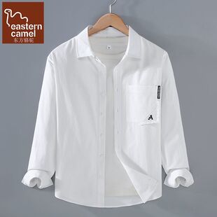宽松休闲潮流纯色痞帅工装 男长袖 衬衣外套潮 纯棉衬衫 东方骆驼秋季
