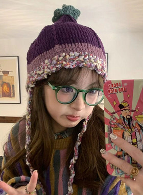 秋冬逛街可爱保暖毛线帽雷锋帽女