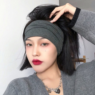 韩国头饰ins休闲纯色头巾超宽洋气欧美发带运动洗脸束发带发箍女