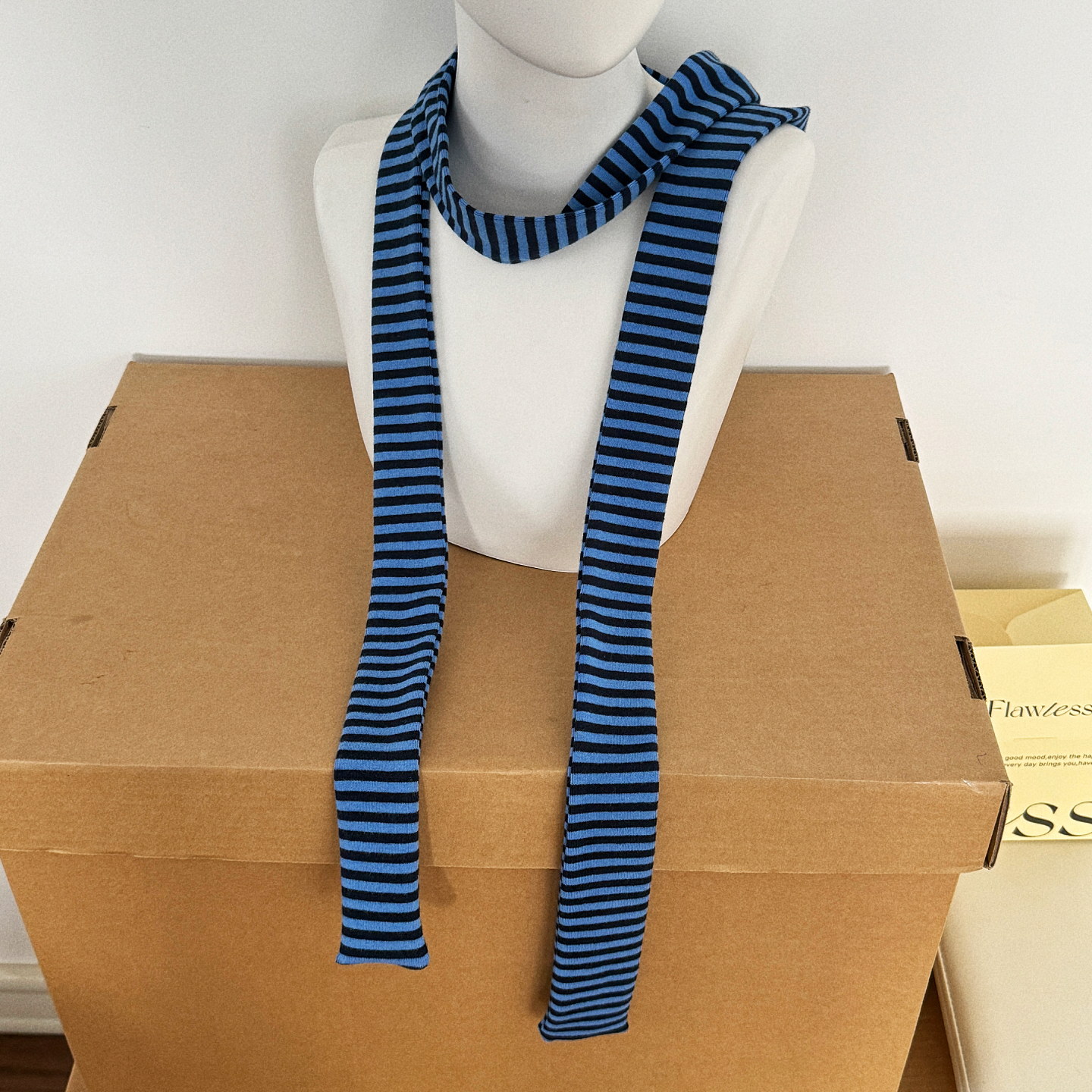 y2k辣妹薄款针织条纹细围巾腰带