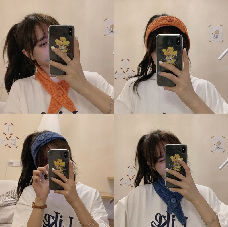 少女风凹造型两用保暖小领巾发带