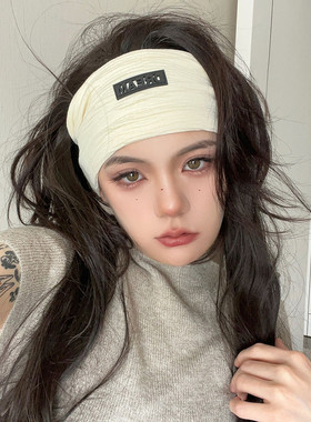 外出百搭字母头巾休闲宽松发带女