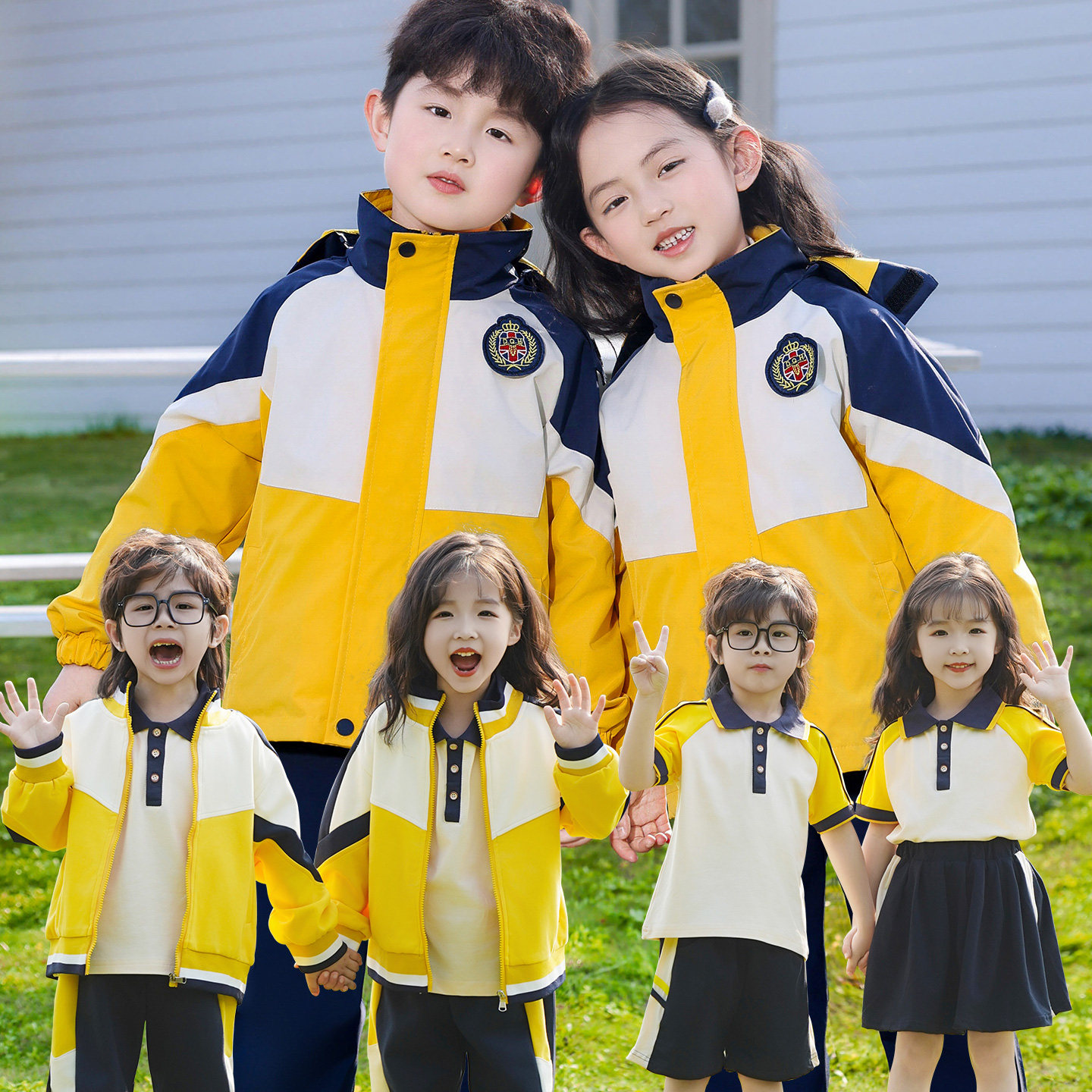 小学生校服春秋纯棉运动服三四件套冲锋衣幼儿园园服秋季儿童班服