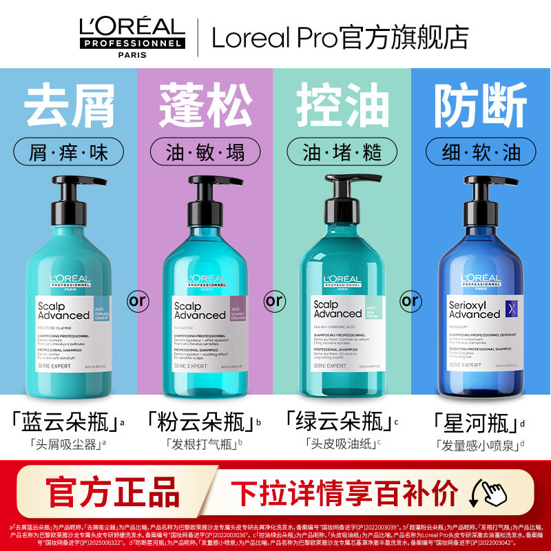 【百亿补贴】欧莱雅PRO超蓬粉云朵瓶控油蓬松防断星河瓶洗发水