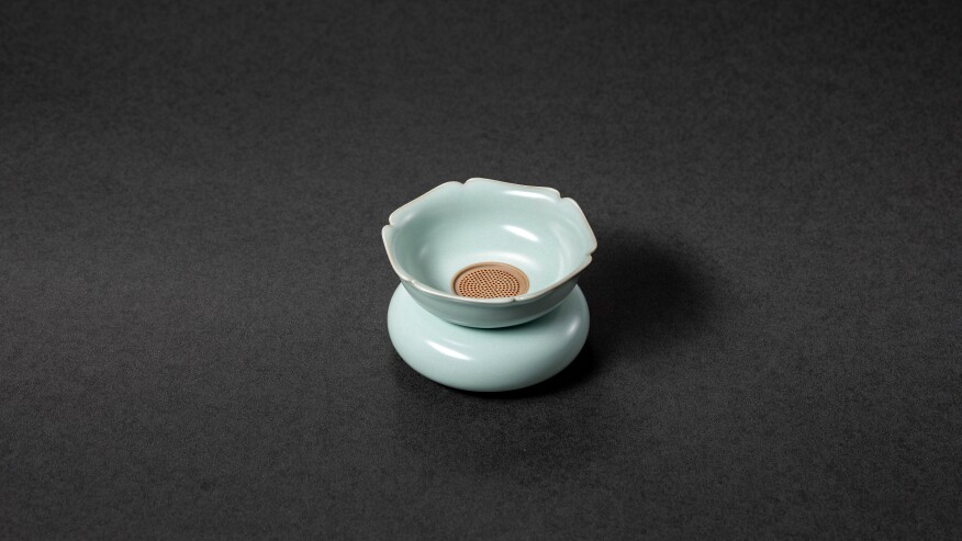 官方正品东道汝窑如意茶漏茶道配件天青色开片茶具精品礼盒装