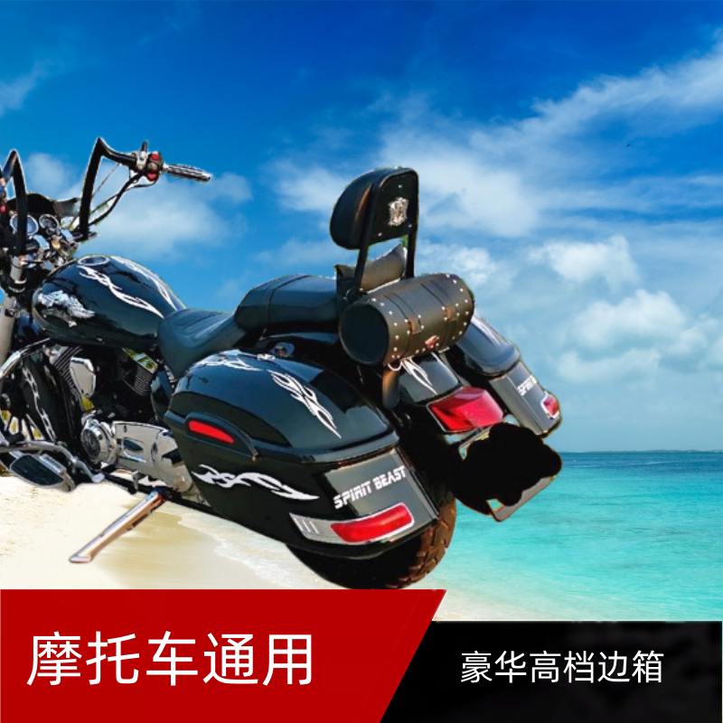 摩托车大容量侧边挂箱带支架尾灯哈雷太子踏板车通用改装高档尾箱