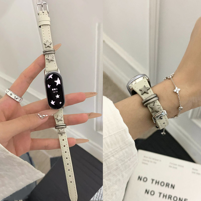 星星铆钉适用小米手环11表带10pro皮质98nfc红米watch654手表男女