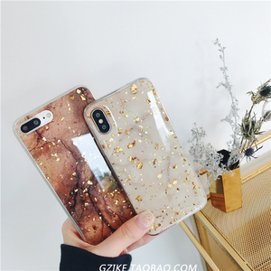 金箔大理石纹苹果手机壳