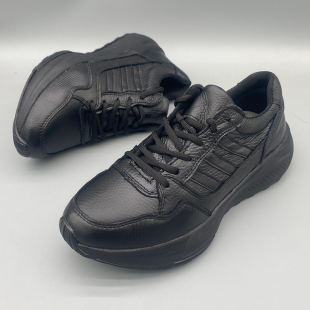 真皮休闲男鞋 春秋软底面头层牛皮健步鞋 厚底轻便运动鞋 黑色老爹鞋