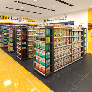 佳晨信超市货架展示架便利店新款四柱文具粮油货架置物架多层挂钩