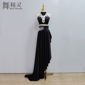 花腰傣族演出服开叉练习长裙修身 拖尾裙大摆剧目练功艺考舞蹈服女