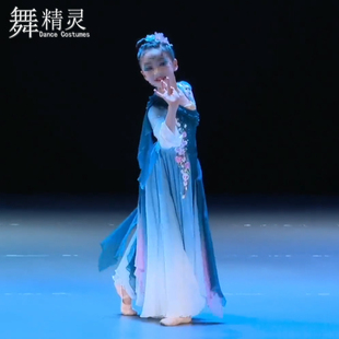 古典舞剧目服装 秋水表演服伊人舞蹈服独舞艺考服飘逸大摆裙演出服