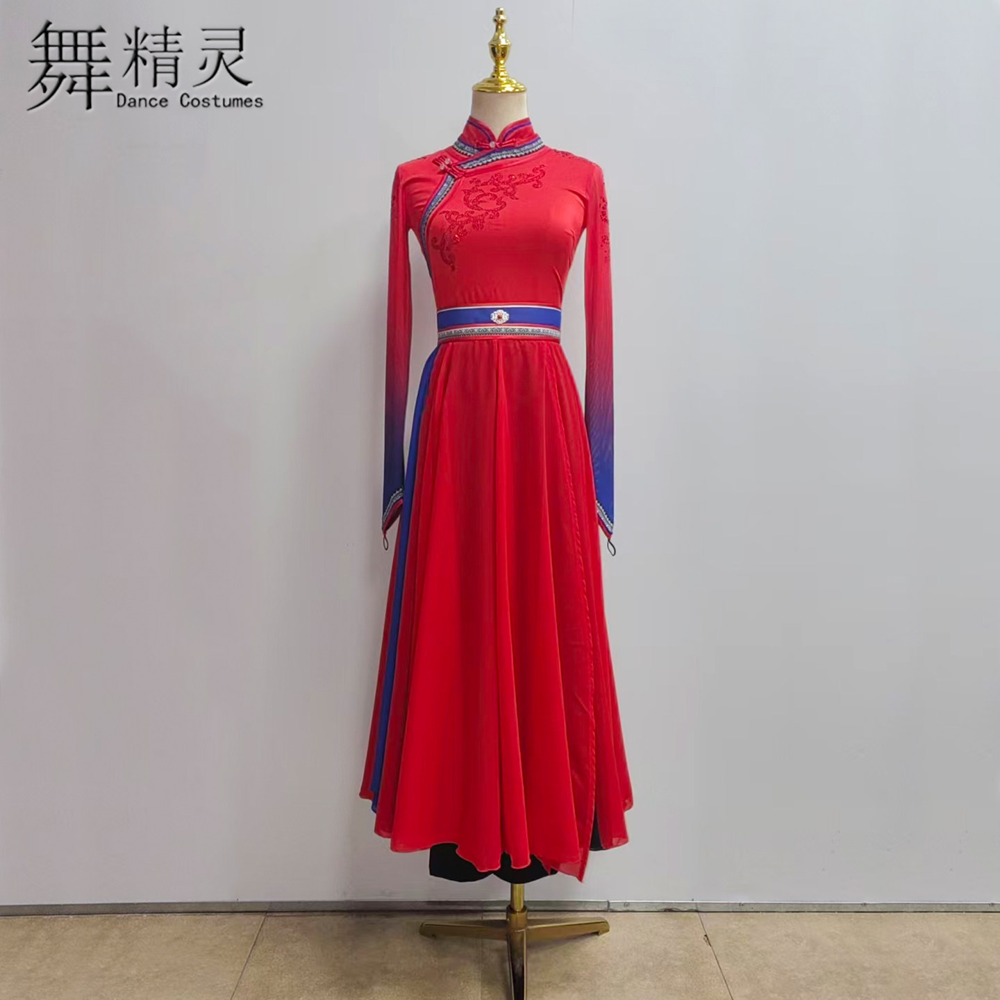 蒙族舞蹈服艺考飘逸大摆裙民族风