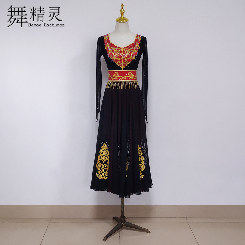 新疆维族舞蹈服飘逸大摆裙艺考服