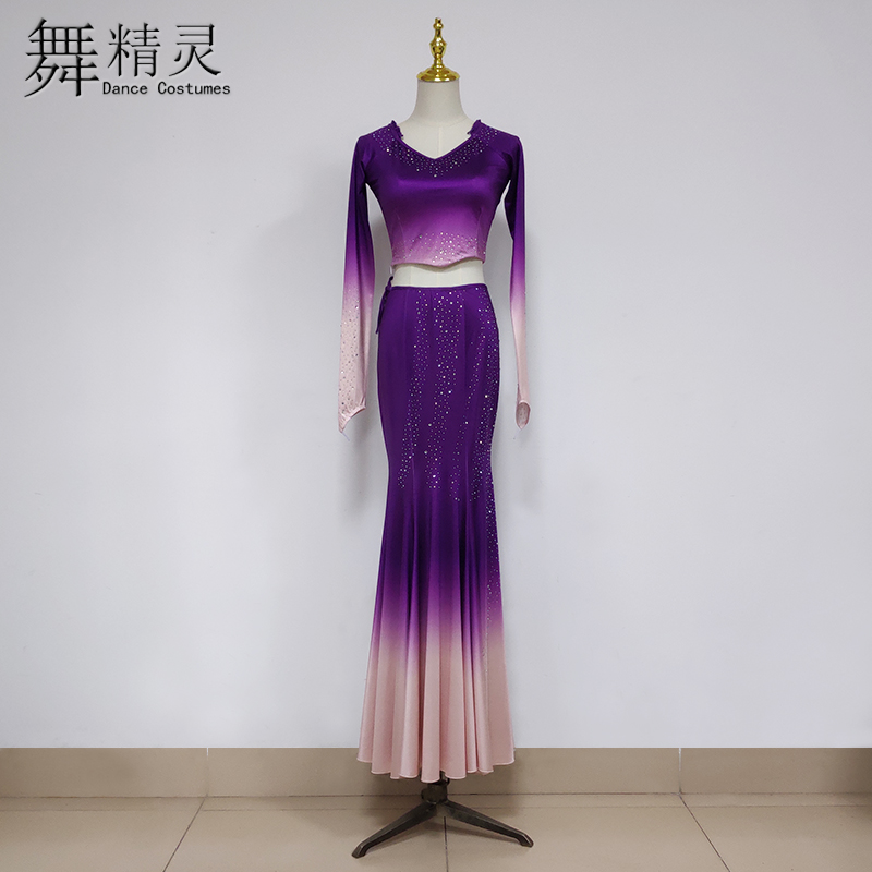 傣族灵舞蹈服傣族舞演出服大摆裙