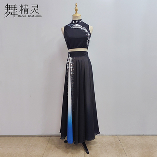 花腰傣族舞蹈服飘逸大摆裙练习纱裙开叉练功剧目孔雀舞演出艺考服