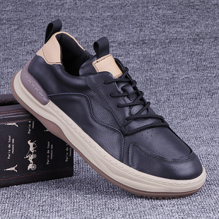 外贸小白鞋男鞋透气软底真皮运动鞋潮流百搭休闲板鞋头层牛皮鞋男