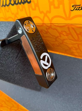 卡梅隆圈T高尔夫推杆SCOTTY CAMERON铜面镶嵌黑色直条推杆带证书