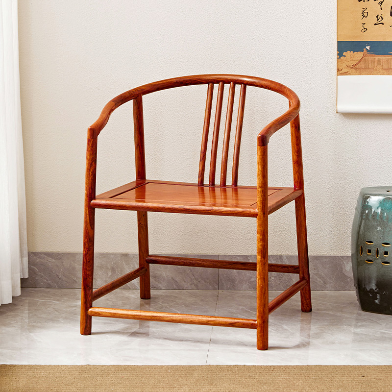 红木家具花梨木圈椅实木新中式围椅茶椅圆椅太师椅刺猬紫檀主人椅