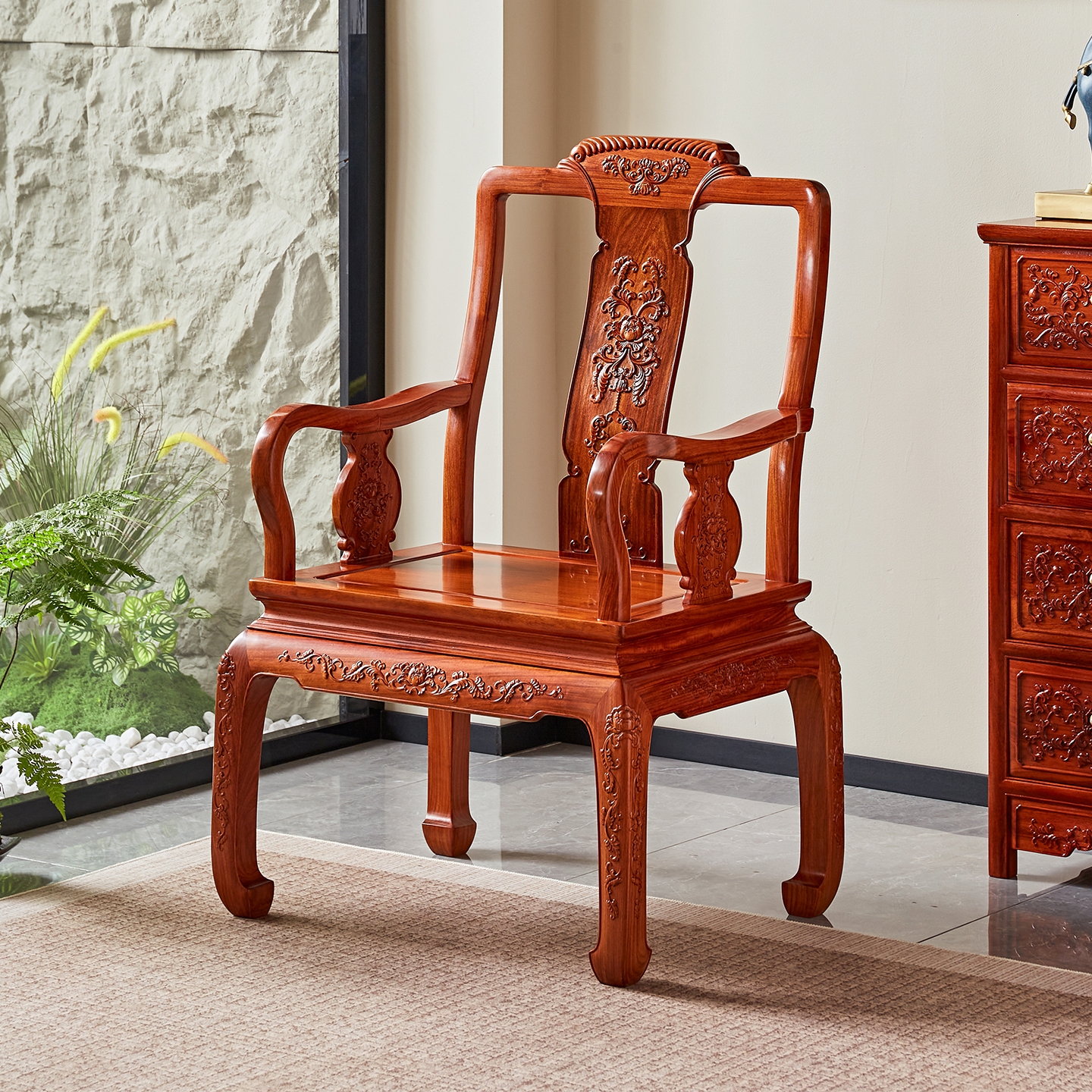 仙龙山缅甸花梨圈椅扶手椅宝座椅