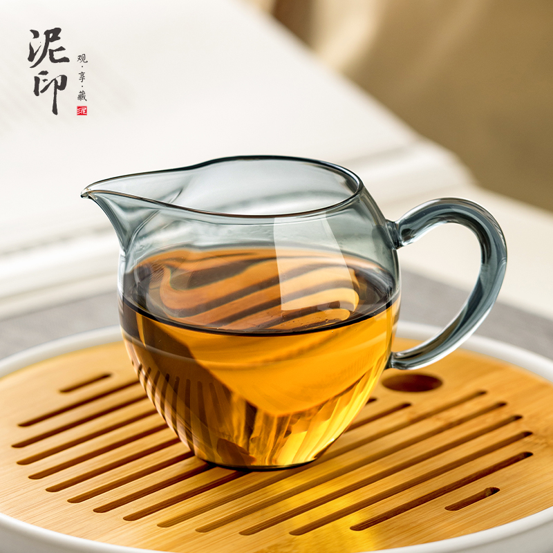 泥印高级简约玻璃茶海公道杯