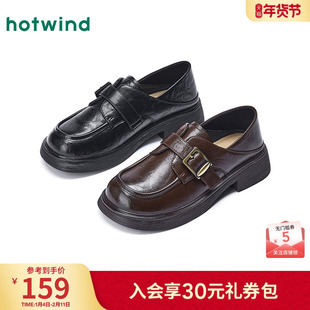 热风黑色小皮鞋女款2026年春季新款复古英伦风乐福鞋通勤女鞋两穿