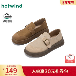 热风复古乐福鞋女鞋2026年春季新款平底百搭配裙子勃肯鞋子单鞋