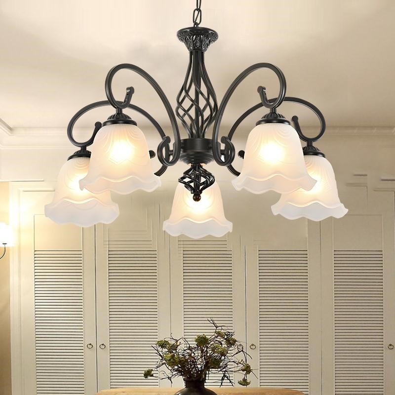 客厅灯吊灯美式简约法式卧室灯餐厅创意复古黑色铁艺灯具可换灯泡