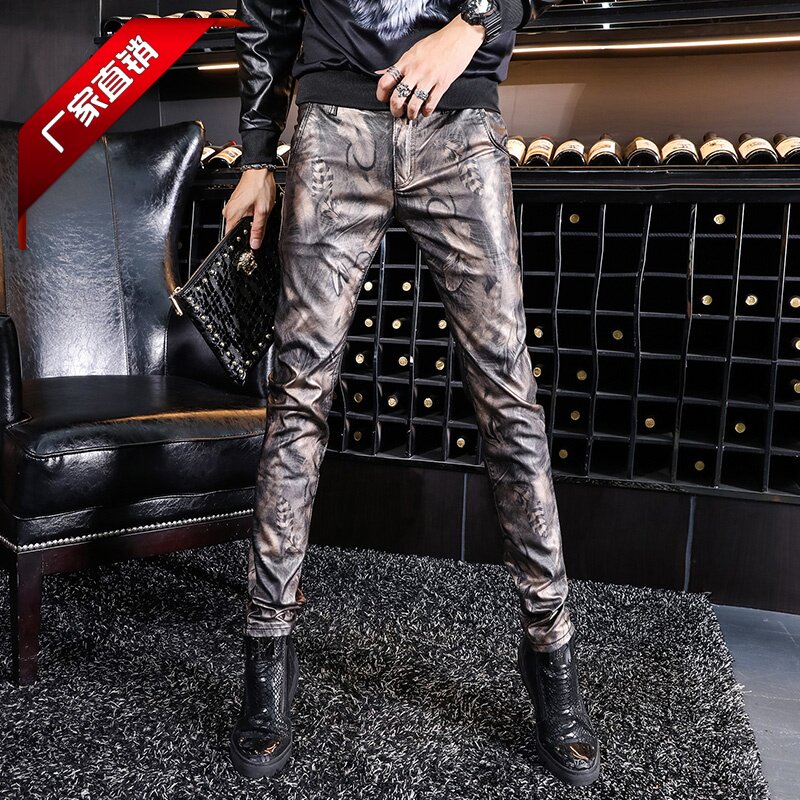 男士皮裤秋冬韩版修身款小脚迷彩加绒加厚机车PU皮裤子男潮皮靴裤在类目 男装, 皮裤中 - 来自Buy2taobao.com提供专业的淘宝代购服务
