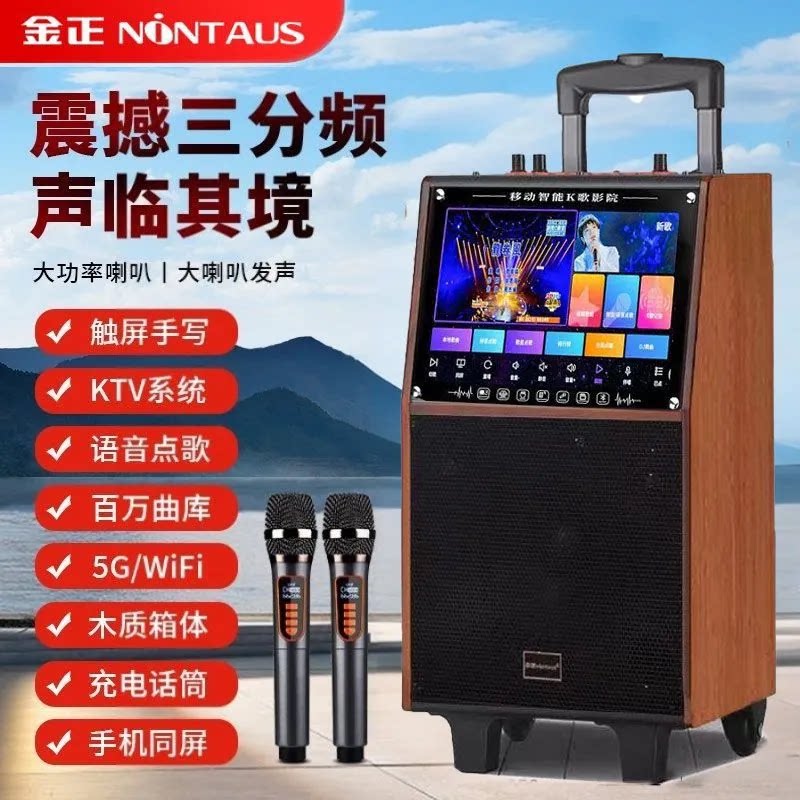 金正广场舞音响户外蓝牙音箱家用k歌带显示屏家庭ktv唱点歌一体机