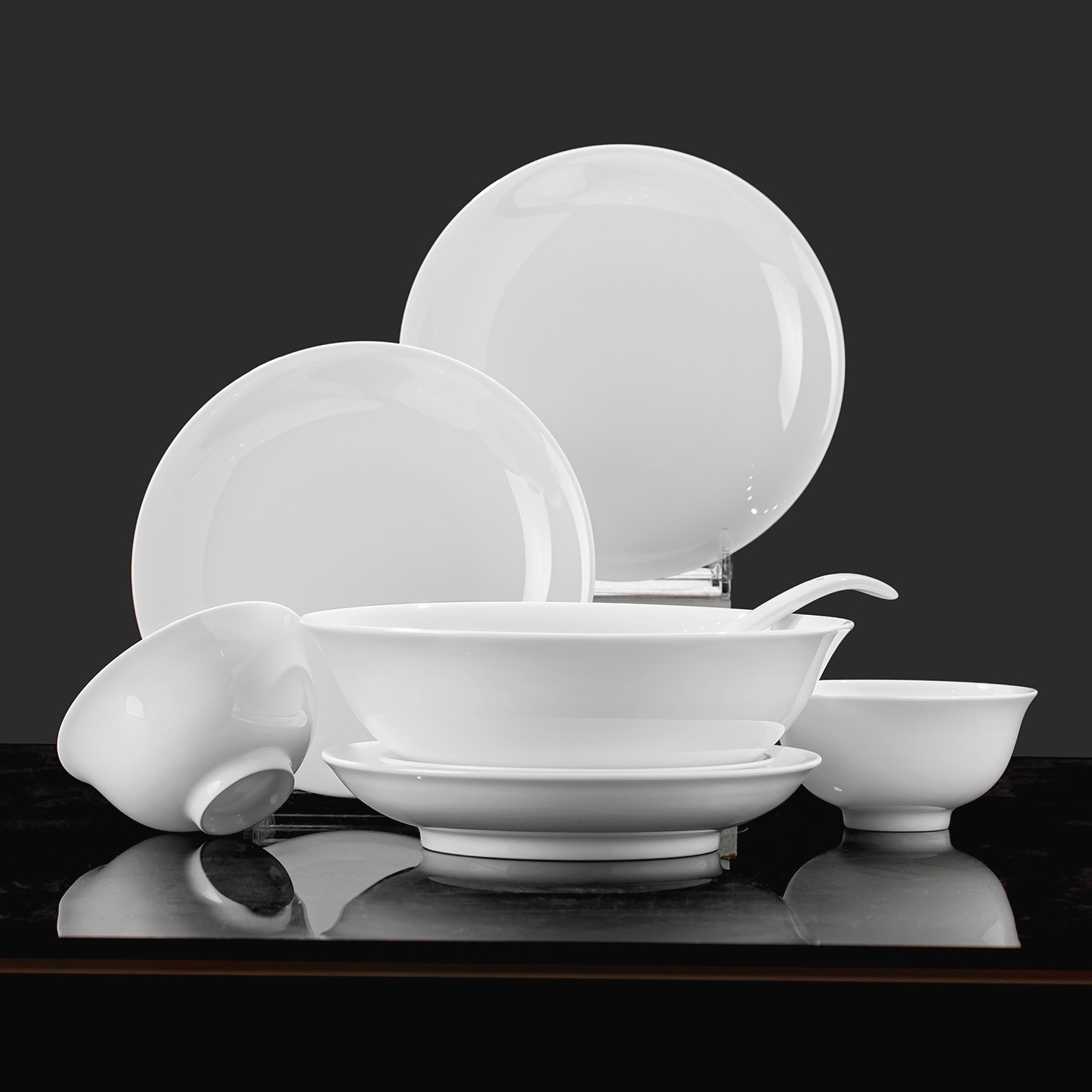 景德镇釉下彩2026碗碟套装家用纯白高颜值高白瓷餐具套装乔迁送礼