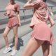 网红瑜伽套装女夏季薄款网纱透气宽松健身服短袖短裤跑步运动套装