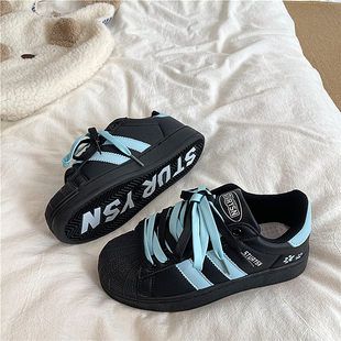 百搭休闲鞋 韩国黑湖绿贝壳头板鞋 学生复古小白鞋 新款 ins2025冬季