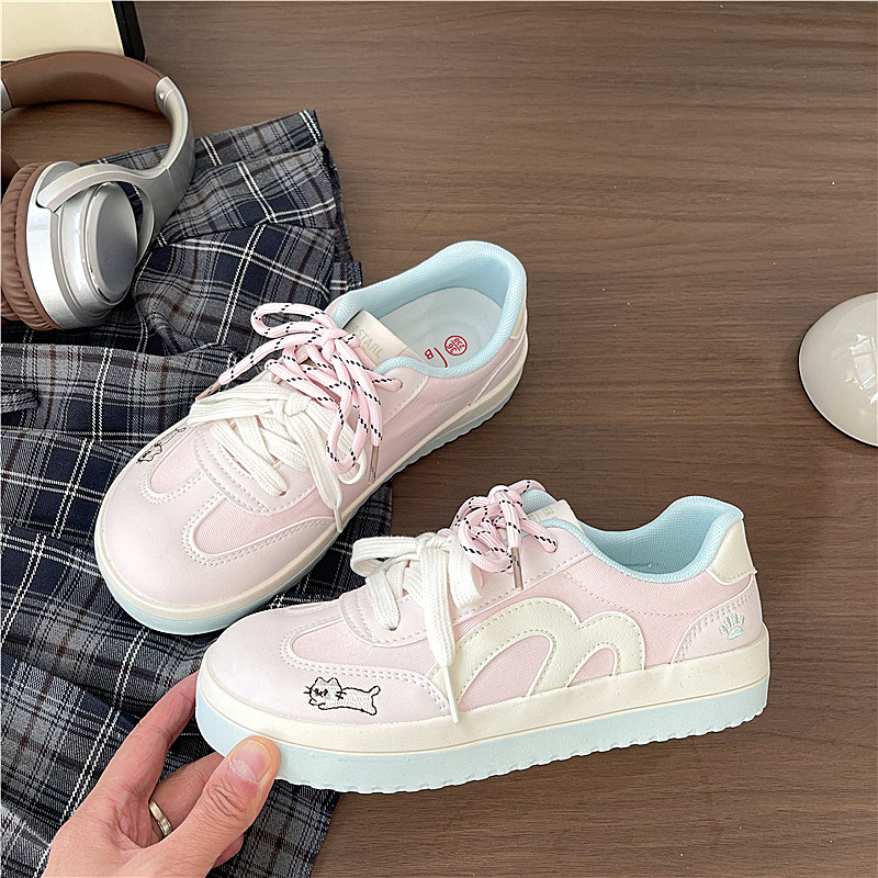 易少年 2026春季新款德训板鞋ins粉色可爱小白鞋女学生运动休闲鞋,女鞋,休闲板鞋,淘宝优惠券,粉丝福利购,淘宝优惠卷