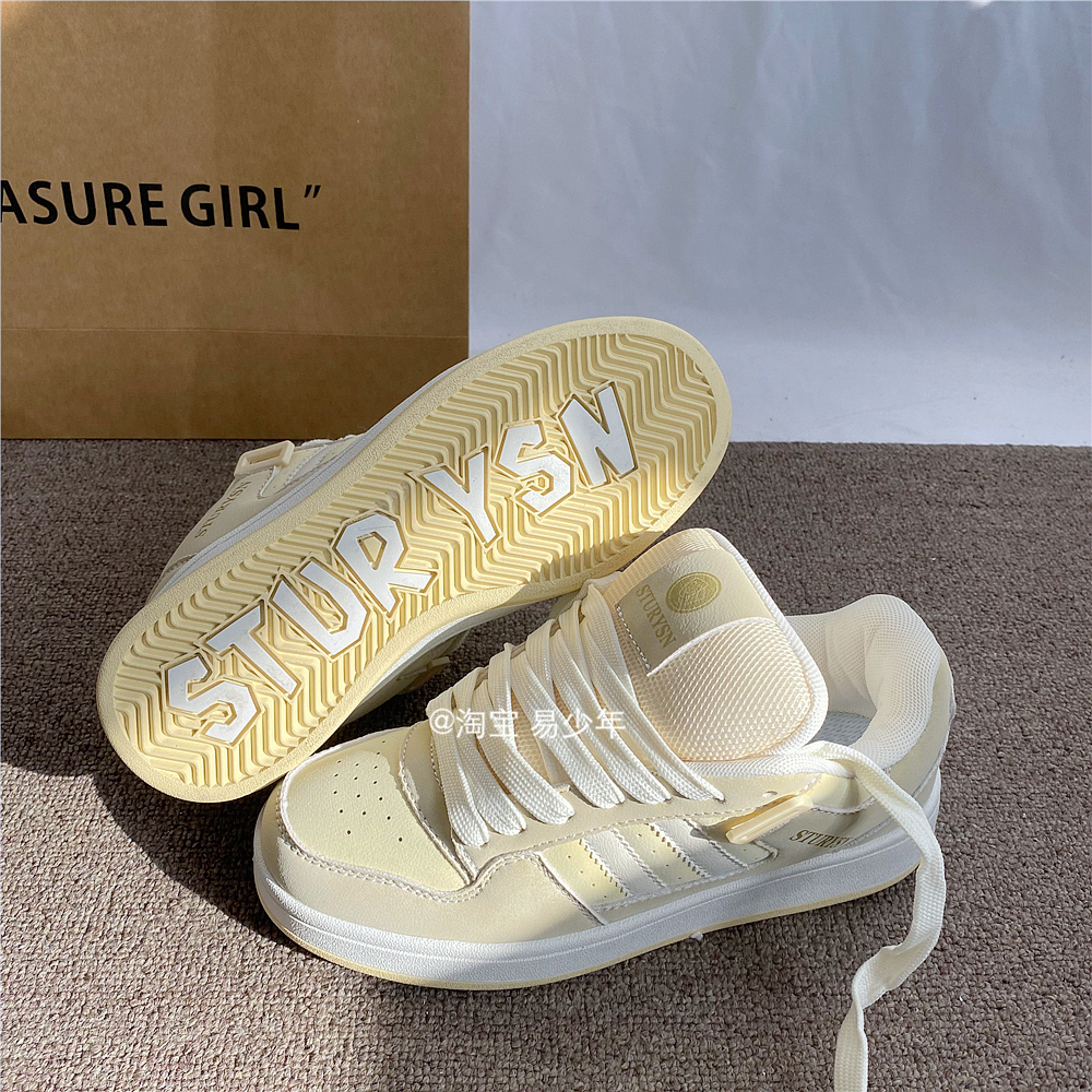 港风原创奶fufu面包鞋女ins2025冬季新款小白鞋运动休闲百搭板鞋