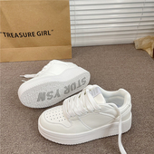 板鞋 女ins潮流2025冬季 新款 情侣厚底增高小白鞋 运动休闲面包鞋 男