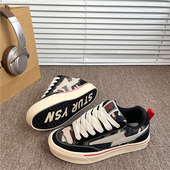 鞋 女 学生复古情侣百搭ins潮运动休闲板鞋 子男迷彩色2026春季 新款