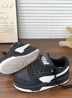 鞋子男情侣黑色原创厚底面包鞋女百搭运动休闲板鞋小白鞋2025新款