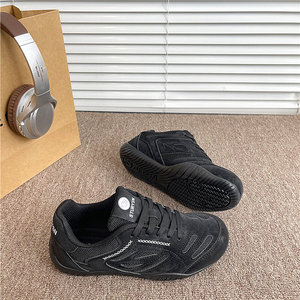 港风情侣网面黑色鞋男ins潮2026春夏季新款百搭运动休闲德训鞋女