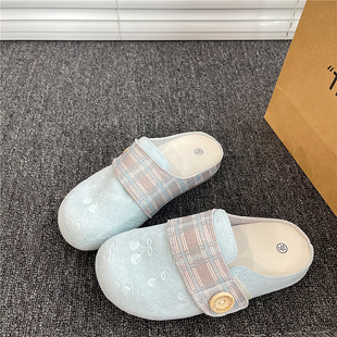 樱桃包头凉鞋女款2026夏季青绿色拖鞋外穿勃肯鞋百搭小众休闲鞋子