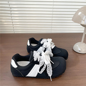 黑色蕾丝鞋 小白鞋 带配裙德训鞋 易少年 2026春季 新款 百搭平底板鞋