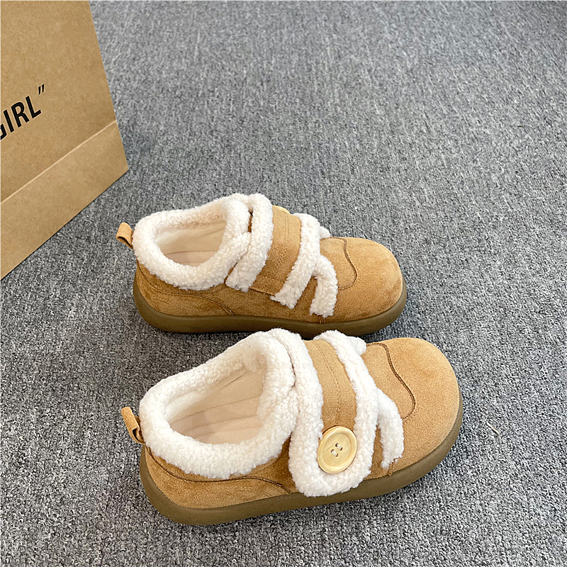 魔术贴圆头小土豆加绒加厚雪地靴女2025新款驼色棉鞋保暖防滑靴子