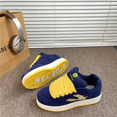 女ins休闲板鞋 鞋 学生港风厚底百搭面包鞋 新款 子男深蓝黄2026春季