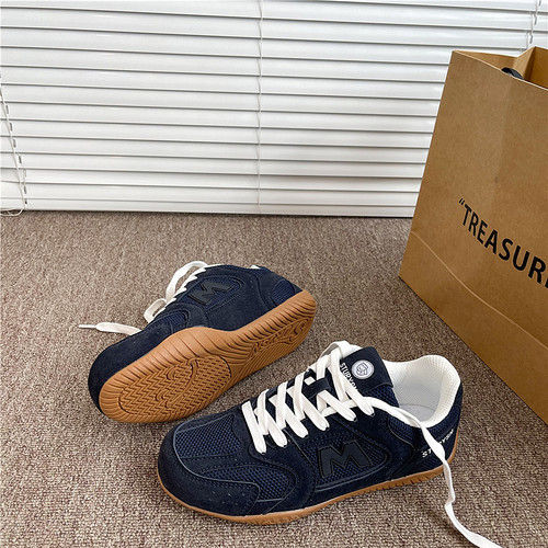 深蓝港风德训赛车男鞋ins潮情侣2025冬季新款网面百搭运动休闲鞋